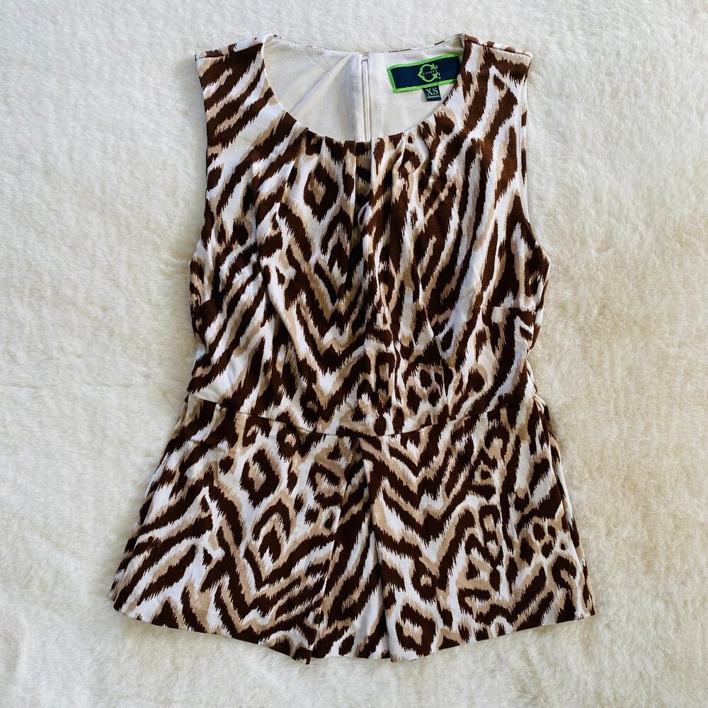 Leopard Print Peplum Sleeveless Top Size XS Excellent Condition